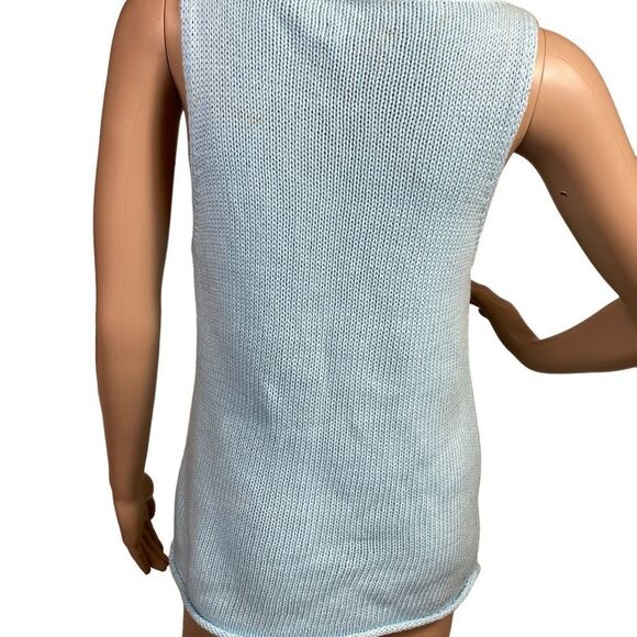 DKNY Petite M/L knitted tank top 100% cotton light blue - Picture 3 of 5